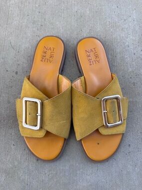 Naturalizer Women's Forrest Golden Rod Suede Leather Slide Sandals Size 6.5/36.5